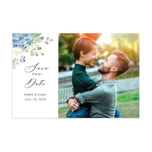 Gilded Hydrangea Save the Date Postcards Ocean