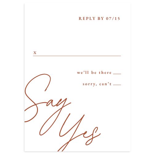 Corner Script Wedding Response Cards Copper Signature Standard