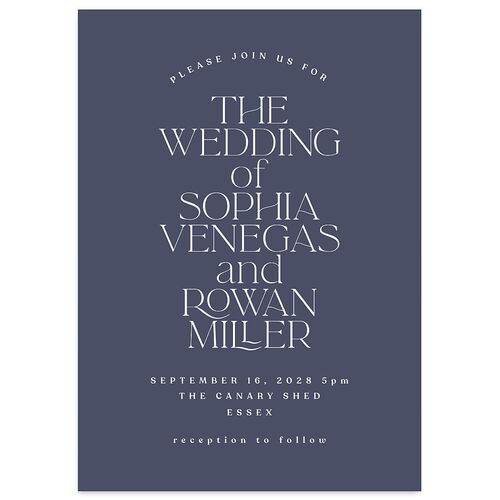Classic Stack Wedding Invitations Midnight Navy Signature Blank No Standard