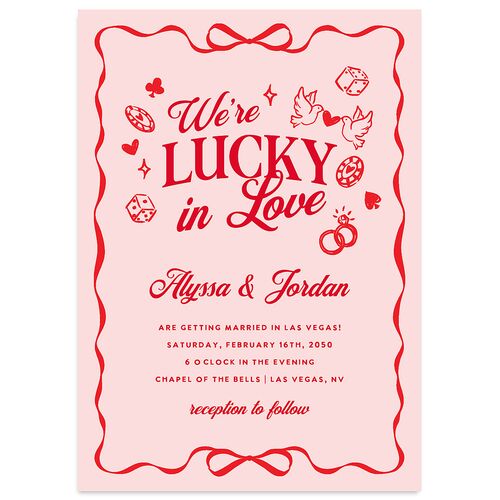 Hand Drawn Las Vegas Hearts Wedding Invitations Crimson Signature Blank No Standard