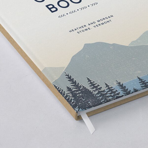 Vintage Mountain Wedding Guest Book Dusty Blue