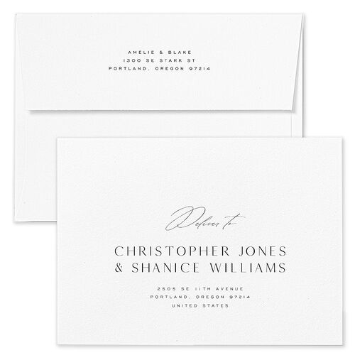 Foil Arch Save The Date Card Envelopes White Bisque Both Recipient and Return Addresses Signature Standard