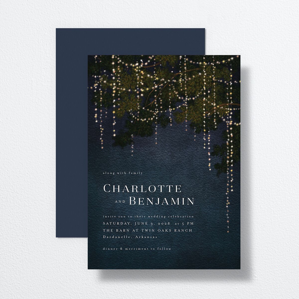 Enchanted Evening Wedding Invitations Dark Navy Signature No Standard