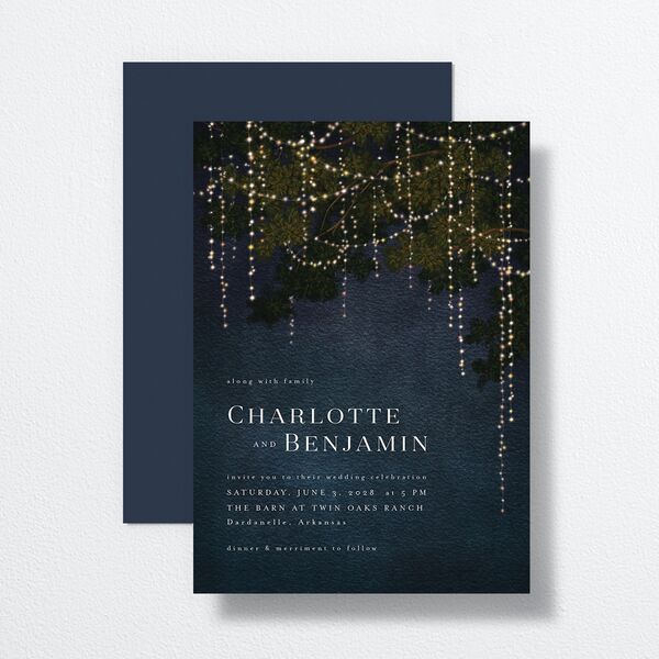 Enchanted Evening Wedding Invitations Dark Navy Signature No Standard
