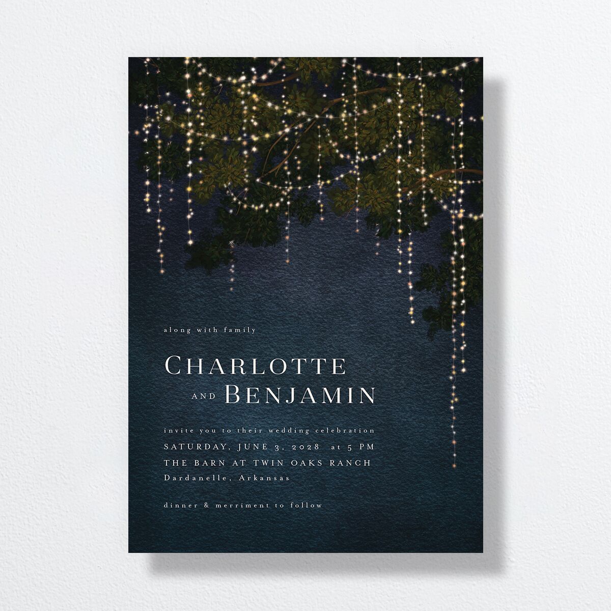 Enchanted Evening Wedding Invitations Dark Navy Signature No Standard