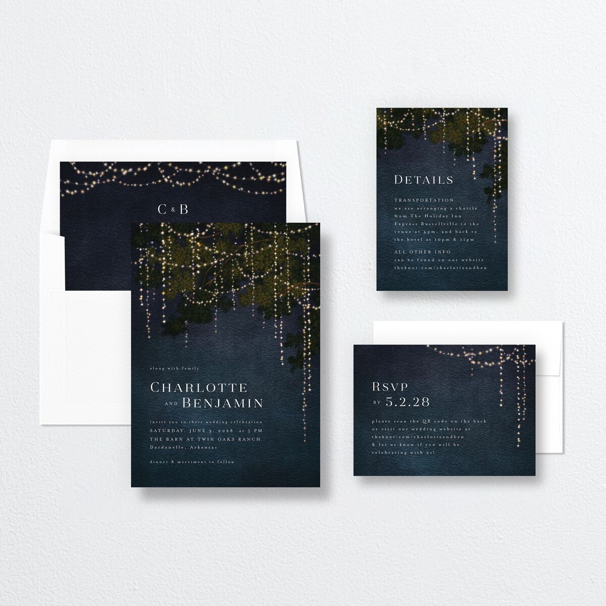Enchanted Evening Wedding Invitations Dark Navy Signature No Standard