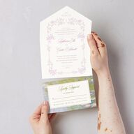 Eclectic Garden Reverie All-in-One Wedding Invitations Lavender Signature Light Both Recipient and Return Addresses No