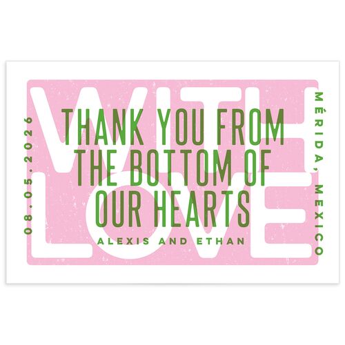 Screen Print Thank You Postcards Candy Pink