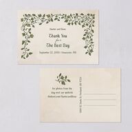 Vintage Fantasy Vines Thank You Postcards Olive