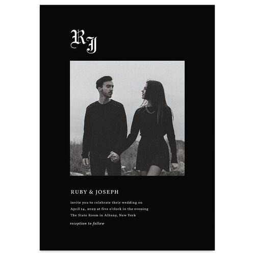 Minimalist Gothic Photo Wedding Invitations Licorice Signature Blank No Standard