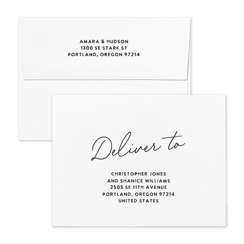 Hand Drawn Wavy Border Thank You Card Envelopes White Pure White Both Recipient and Return Addresses Signature Standard
