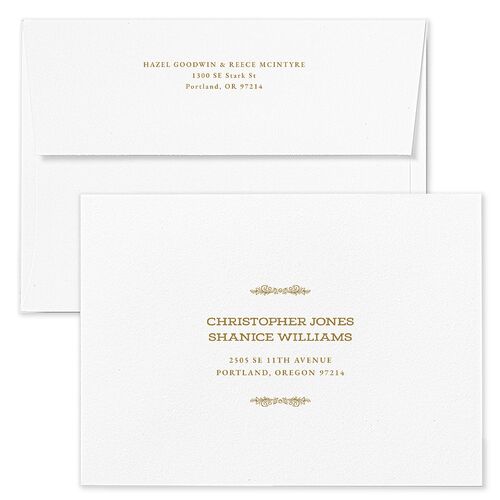 Elegant Western Monogram Wedding Invitation Envelopes White Umber Both Recipient and Return Addresses Standard Signature