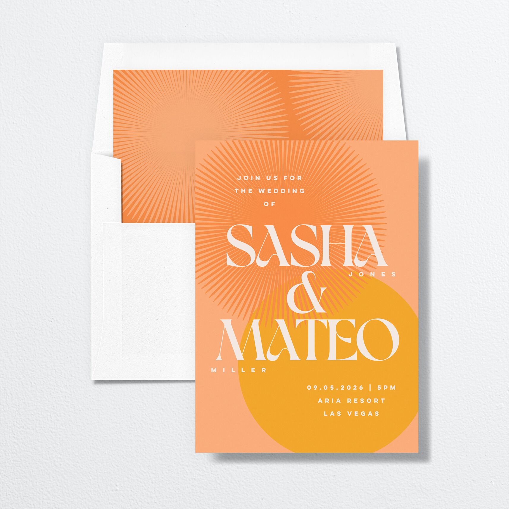 Retro Sunburst Envelope Liners envelope-and-liner in orange