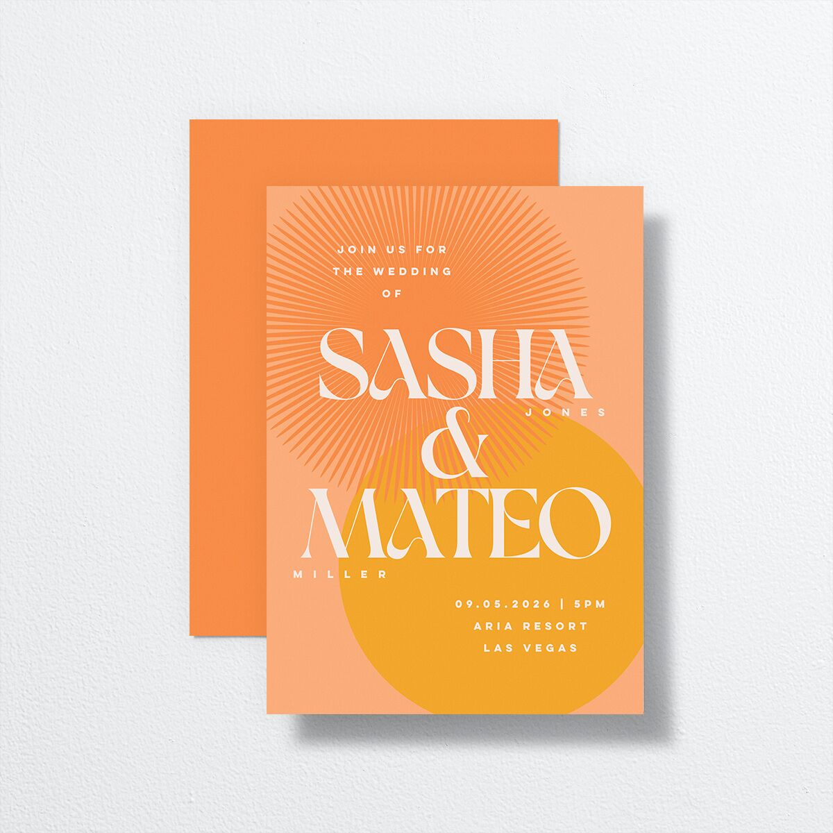 Retro Sunburst Wedding Invitations Pumpkin Signature No