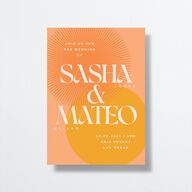 Retro Sunburst Wedding Invitations Pumpkin Signature No