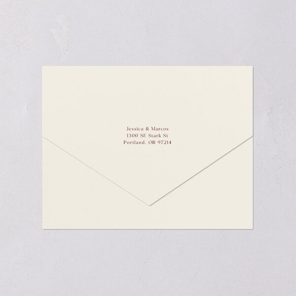 Simple Boho Flowers All-in-One Wedding Invitations Raspberry Signature Light Both Recipient and Return Addresses No