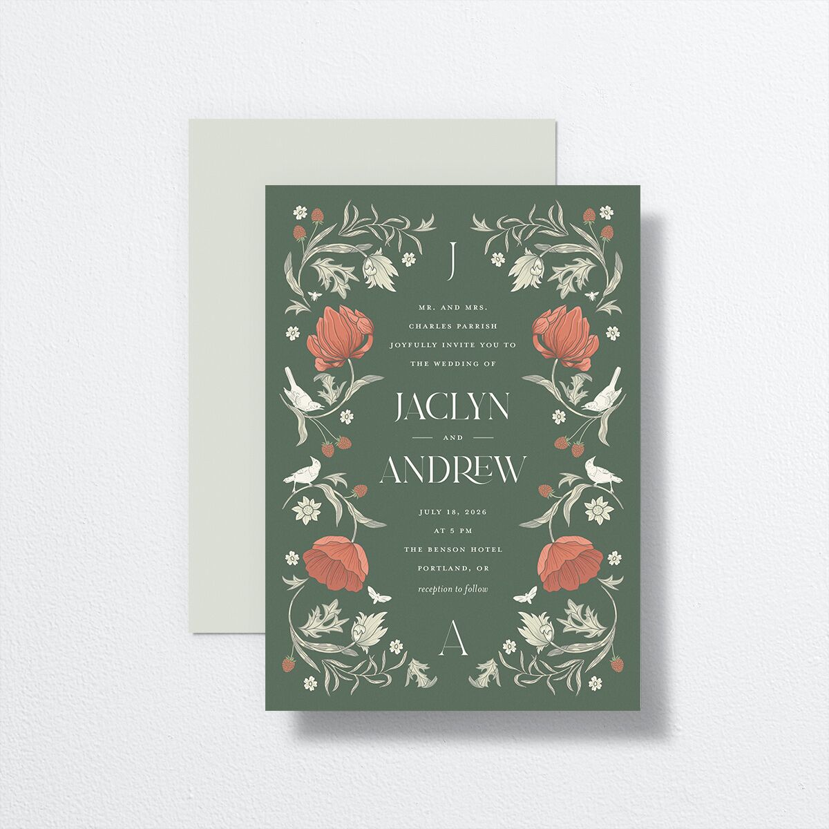 Crafted Garden Wedding Invitations front-and-back