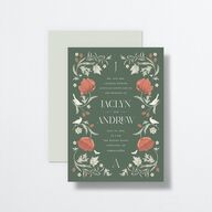Crafted Garden Wedding Invitations Deep Olive Signature No