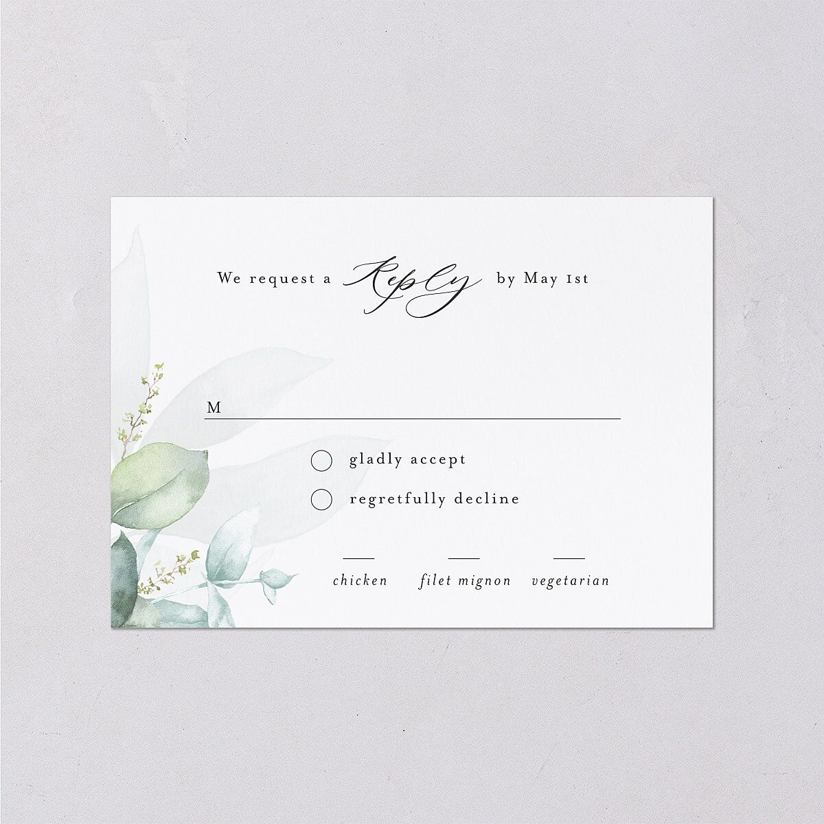 Romantic Greenery Wedding Response Cards Tide Pool Signature Standard