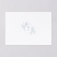 Floral Adornment Save The Date Cards Dusty Blue Signature smooth Blank No Standard