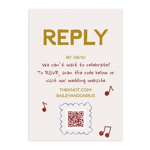Hand Drawn Party QR Code RSVP Cards Umber Signature Standard