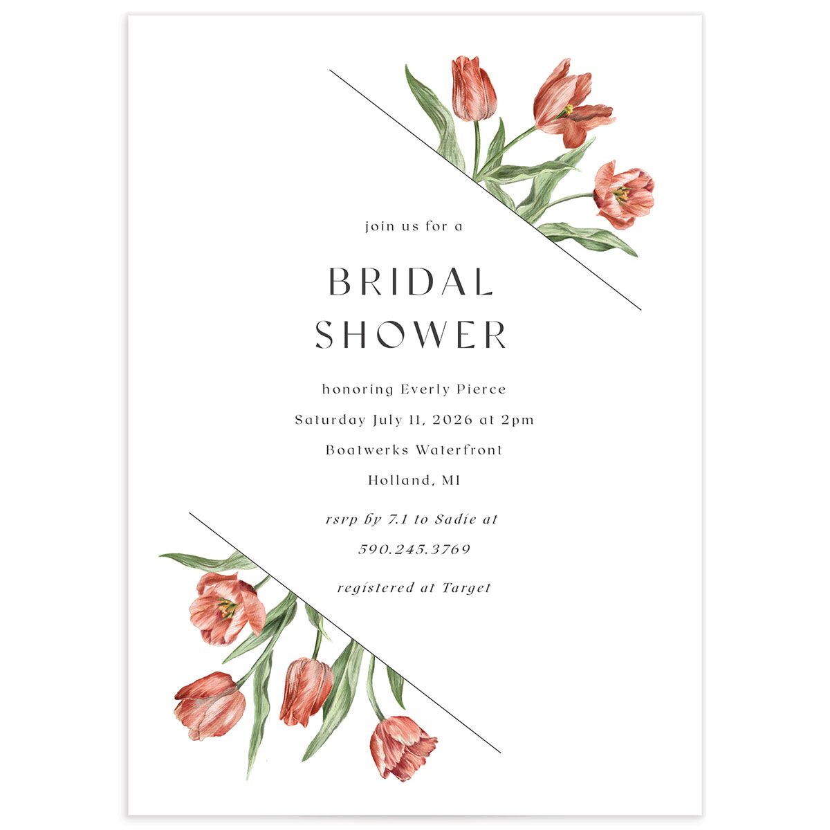 Tulip Corners Bridal Shower Invitations