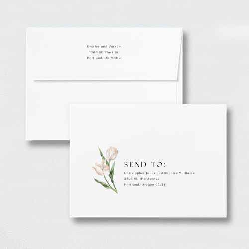 Tulip Corners Bridal Shower Invitation Envelopes White Standard Licorice Recipient Address Signature