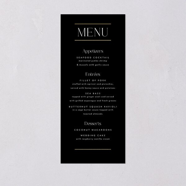 Estate Menus Gold Pure White Signature