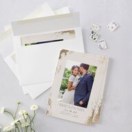 Metallic Edge Save the Date Cards Gold Champagne Signature smooth Blank No