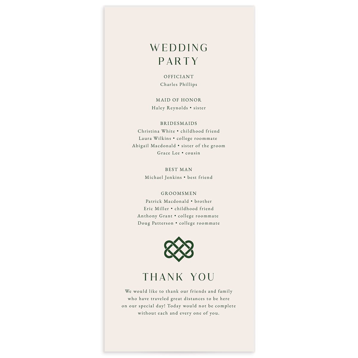 Celtic Knot Wedding Programs