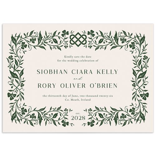Celtic Knot Save the Date Cards Hunter Green Signature smooth No Standard