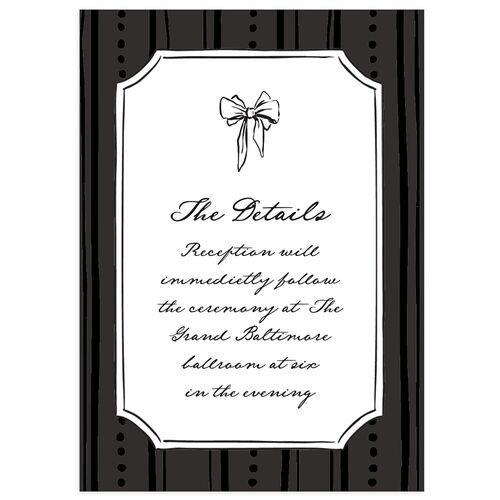 Vintage Candelabra with Bow Wedding Event Detail Cards Charcoal Signature Standard