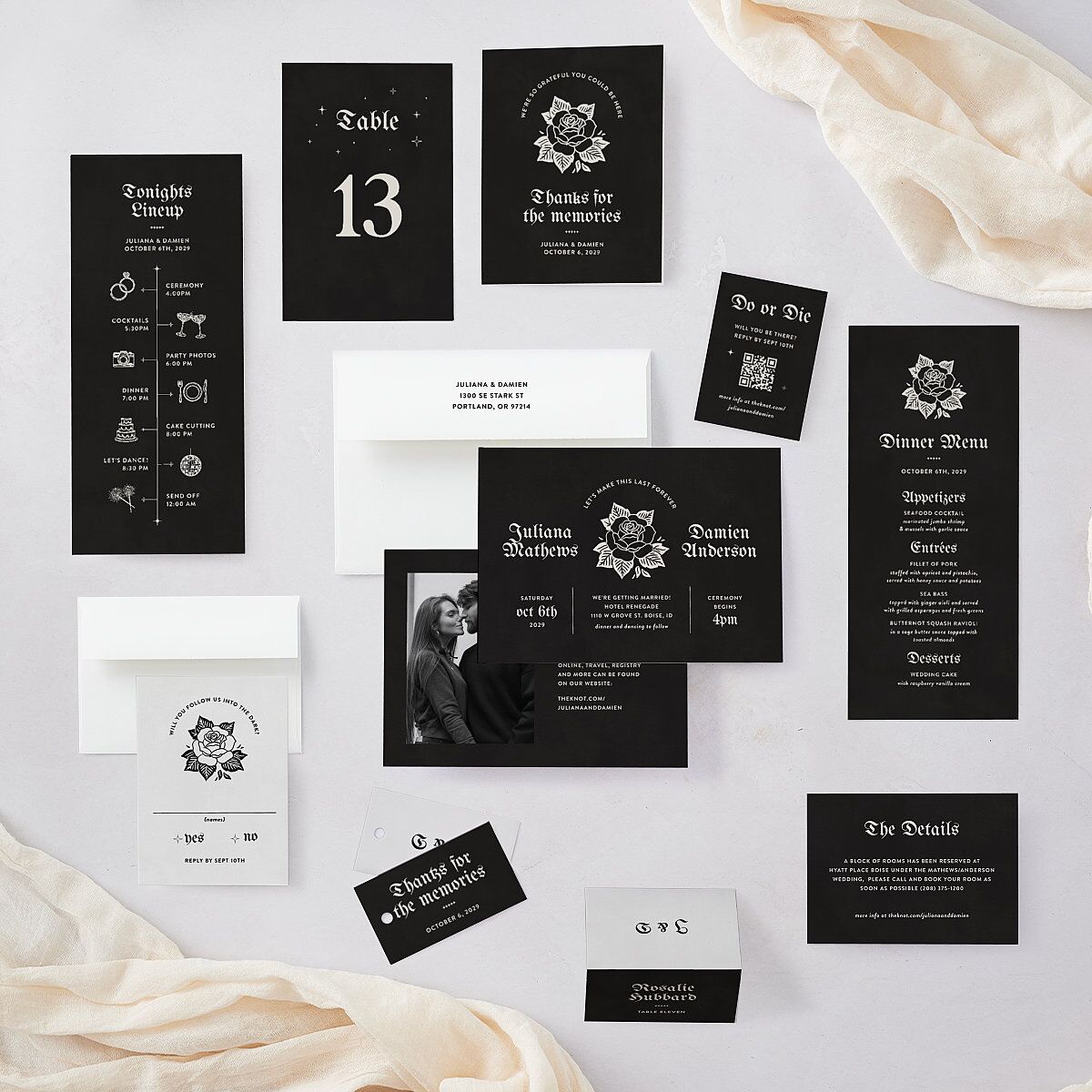 Moody Gothic Rose Wedding Programs Midnight Signature