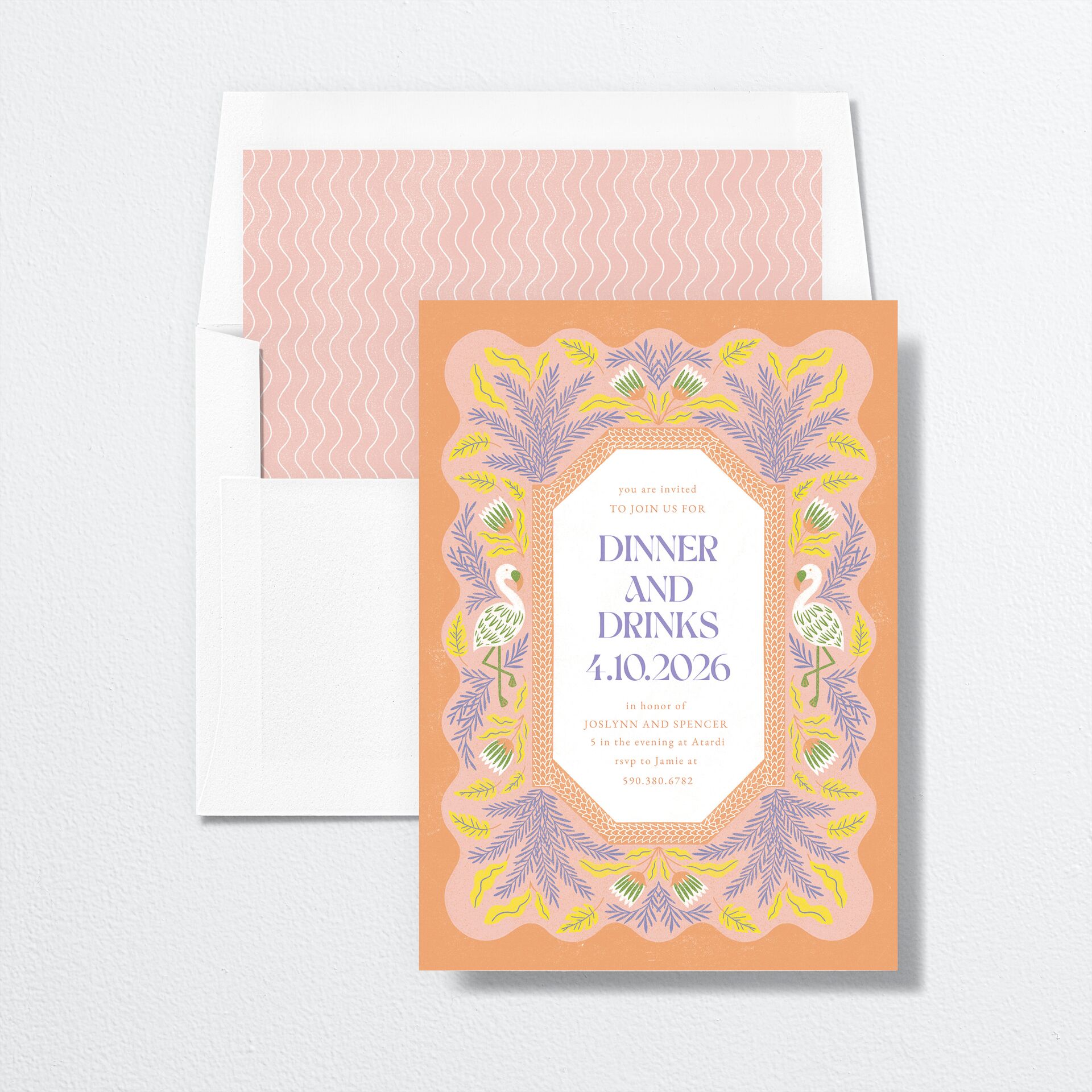 Tropical Glamour Rehearsal Dinner Invitations — view 4