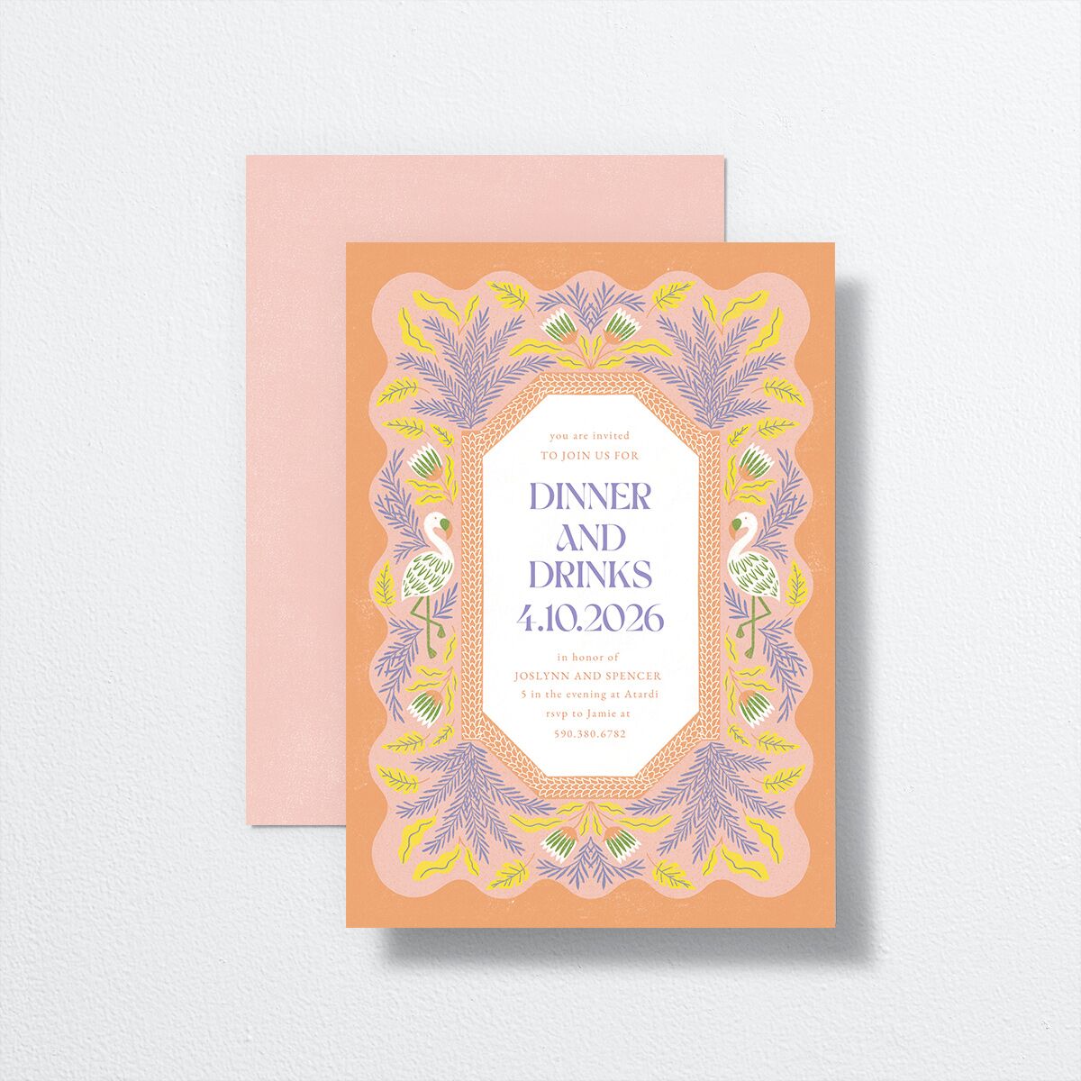 Tropical Glamour Rehearsal Dinner Invitations — view 1