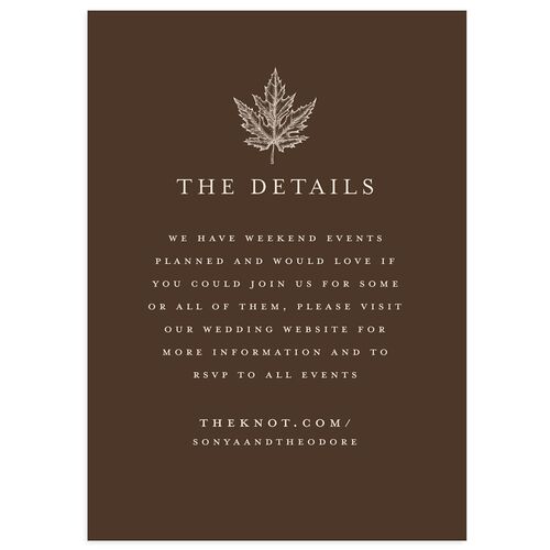Simple Rustic Fall Leaf Wedding Enclosure Cards Deep Bronze Signature Standard