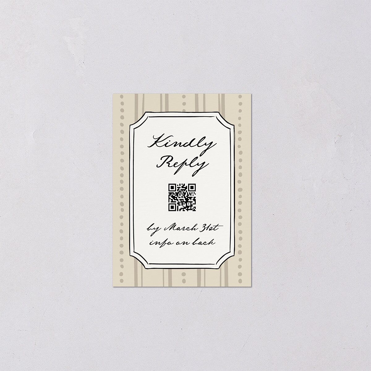 Vintage Candelabra with Bow QR Code RSVP Cards Bisque Signature Standard