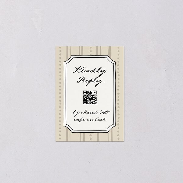 Vintage Candelabra with Bow QR Code RSVP Cards Bisque Signature Standard