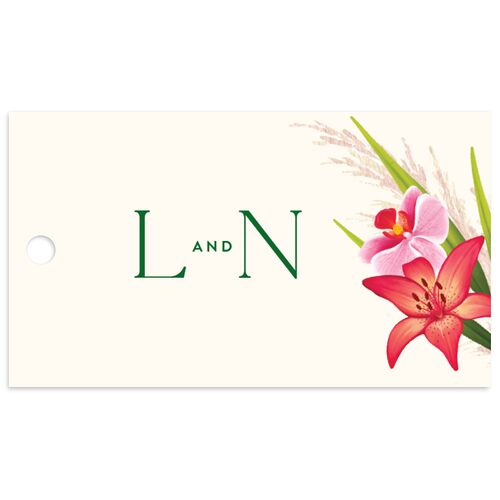 Hawaiian Tropical Orchid Oval Favor Gift Tags Crimson Signature