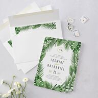 Tropical Leaves Wedding Invitations Scottish Green Signature Blank No