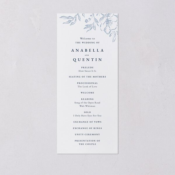 Classic Floral Wedding Programs Dusty Blue Signature