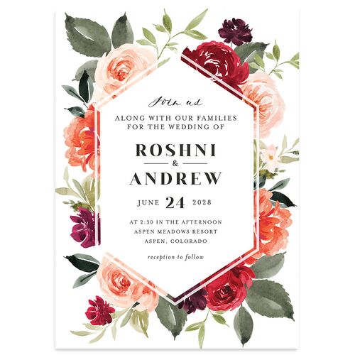 Vibrant Floral Wedding Invitations Peach Fuzz Signature Blank No
