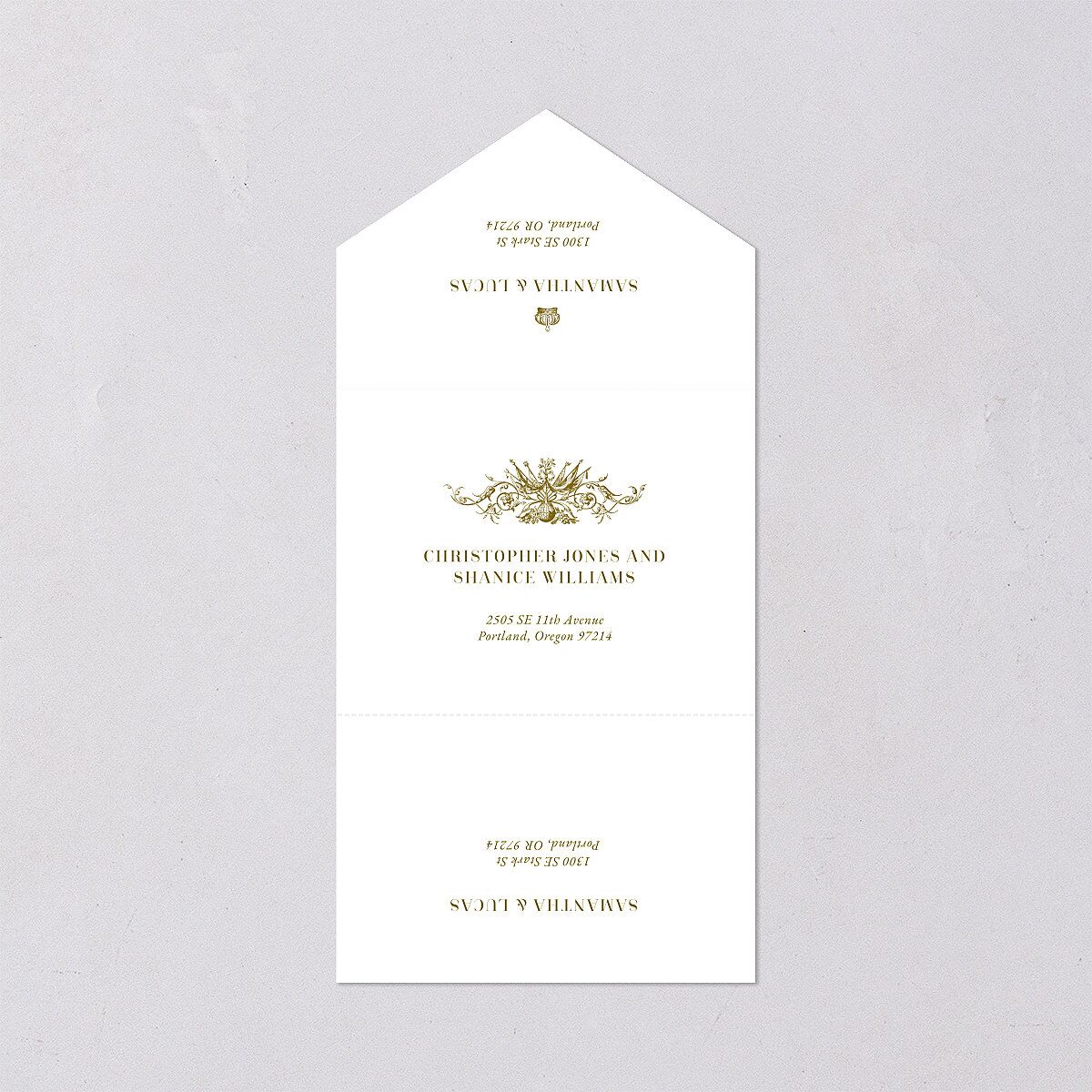 Ornate Vintage Crest All-in-One Wedding Invitations — view 2