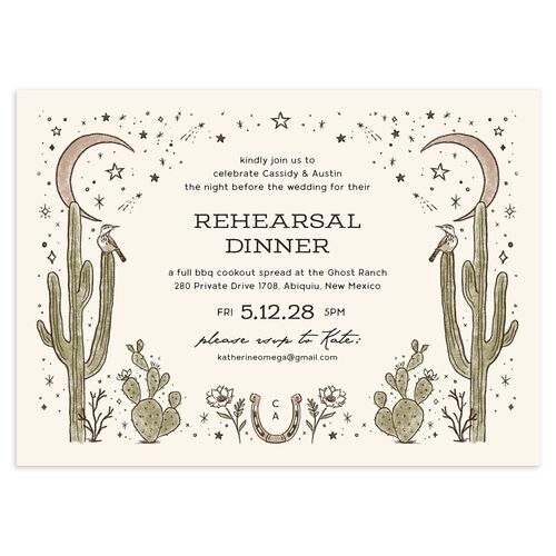 Southwestern Nouveau Rehearsal Dinner Invitations Walnut Signature Blank Standard