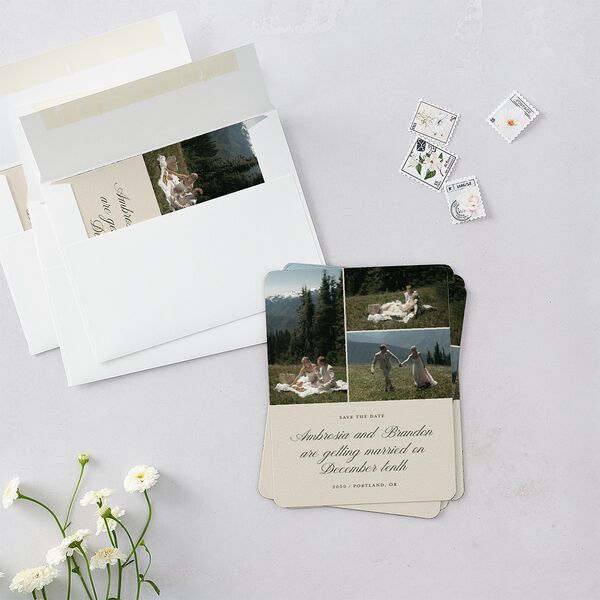 Vintage Cinematic Photo Save The Date Magnets Linen Magnet Paper