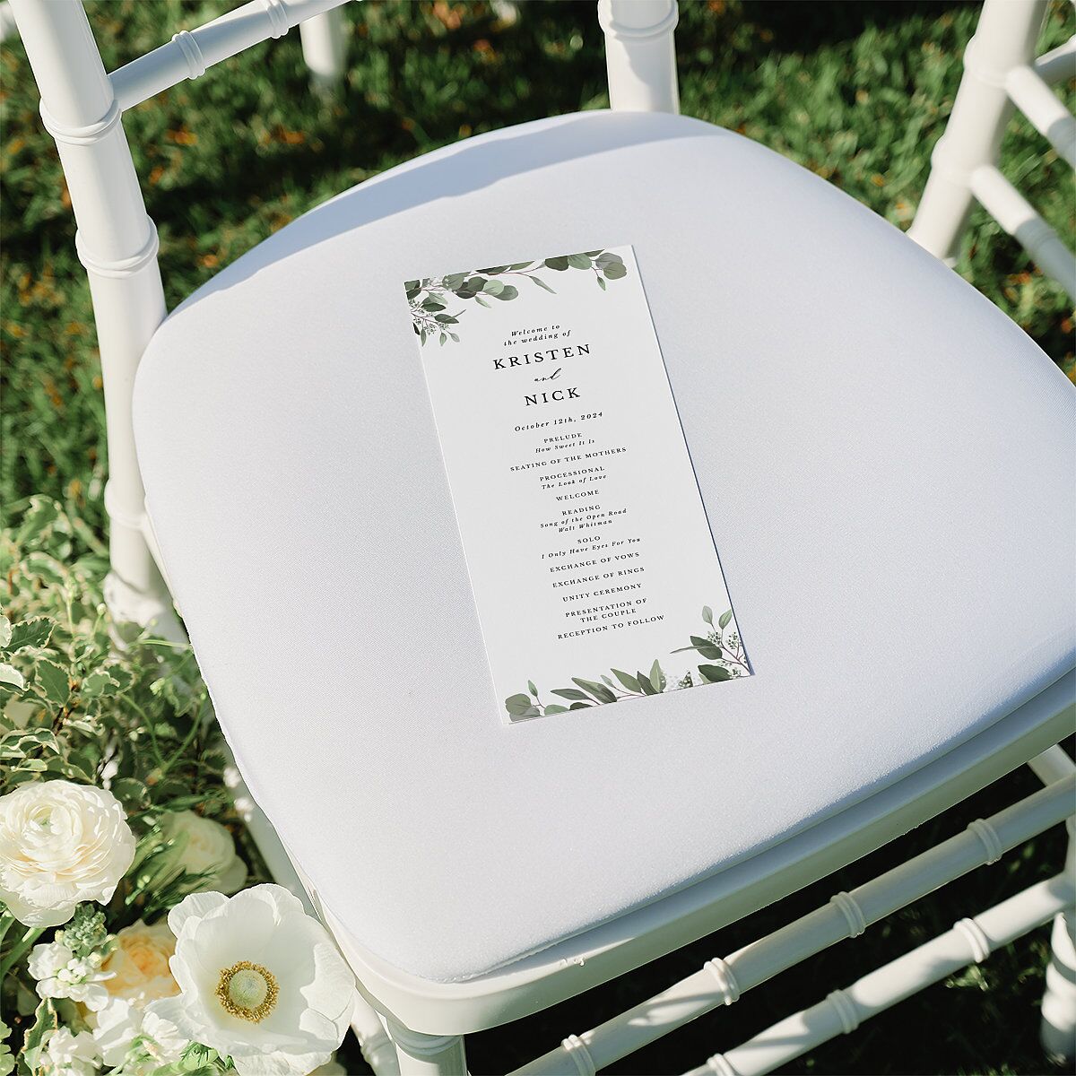 Eucalyptus Frame Wedding Programs — view 4