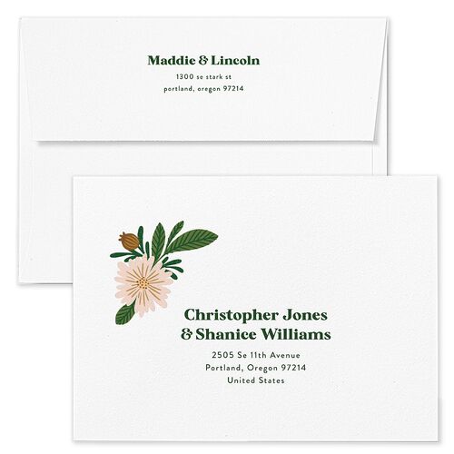Retro Bloom Wedding Invitation Envelopes Kraft Scottish Green Recipient Address Standard Signature