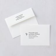 Elegant Typography Save The Date Card Envelopes White Cotton Both Recipient and Return Addresses Signature Standard