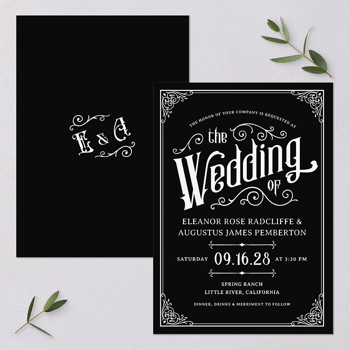 Western Gothic Wedding Invitations Licorice Signature Blank No Standard