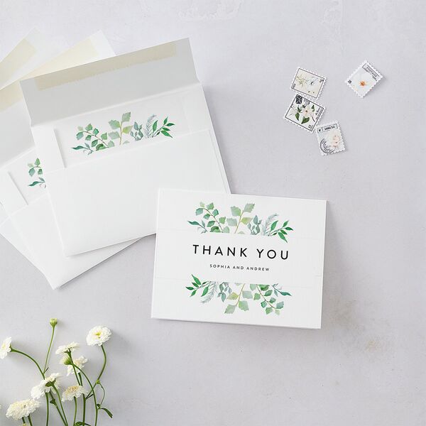 Leafy Ampersand Thank You Cards Eucalyptus